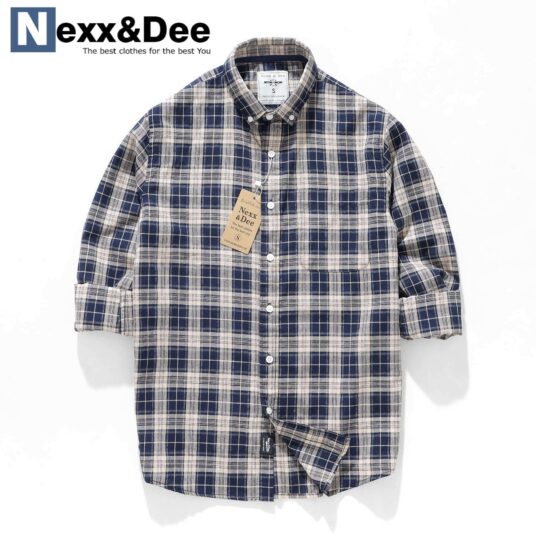 Áo sơ mi caro nam tay dài vải Oxford Wash cao cấp SM08