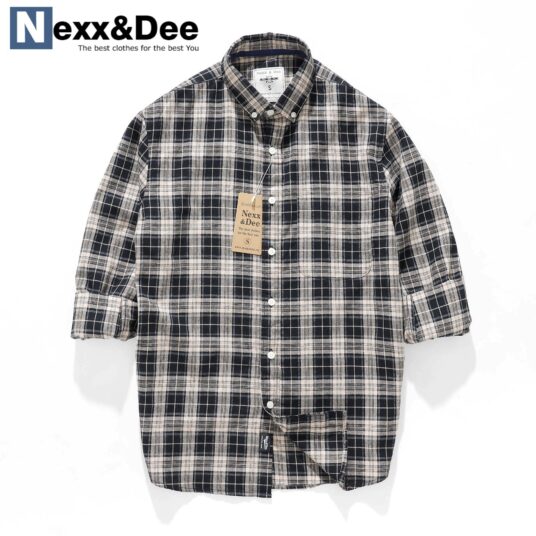 Áo sơ mi caro nam tay dài vải Oxford Wash cao cấp SM08